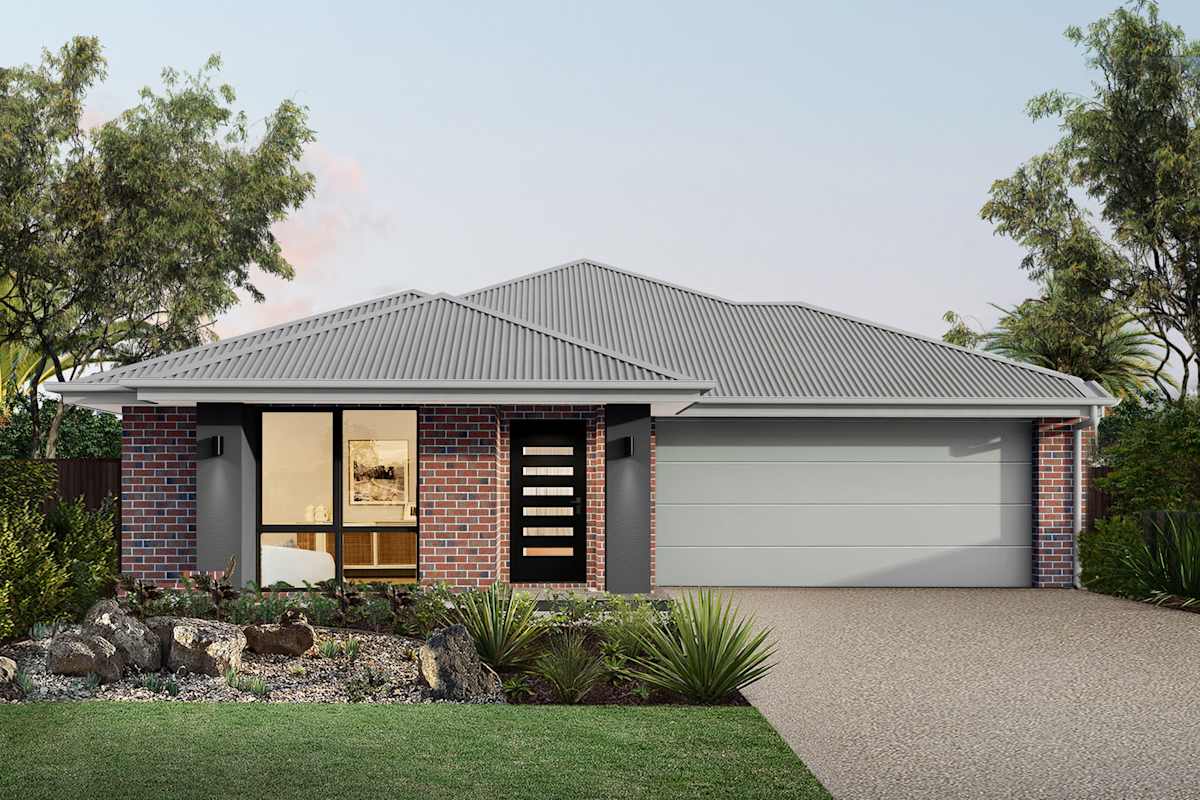 Dusk Four house design with Abode facade in Urban Industrial style