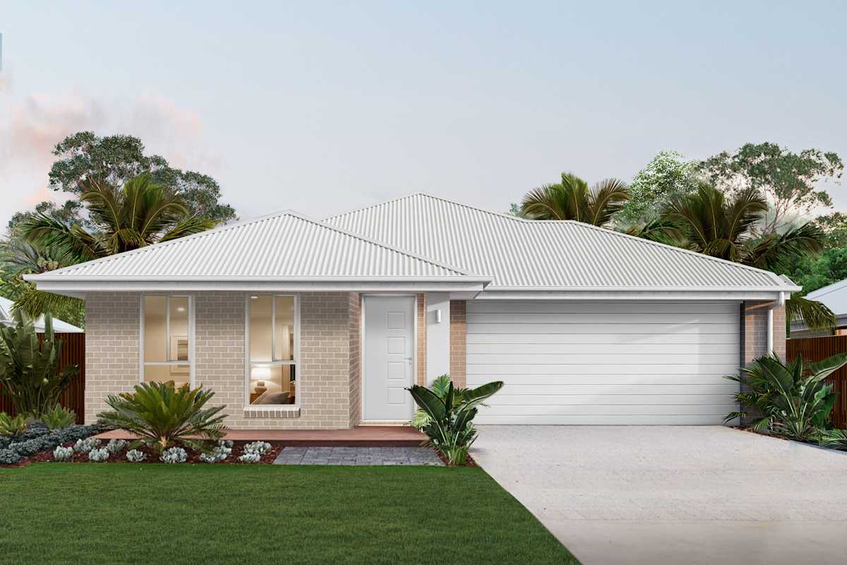 Dusk Four house design with Classic facade in Coastal Modern style
