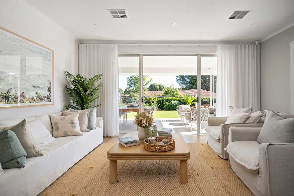 Eclipse Four house design living area in Coastal style