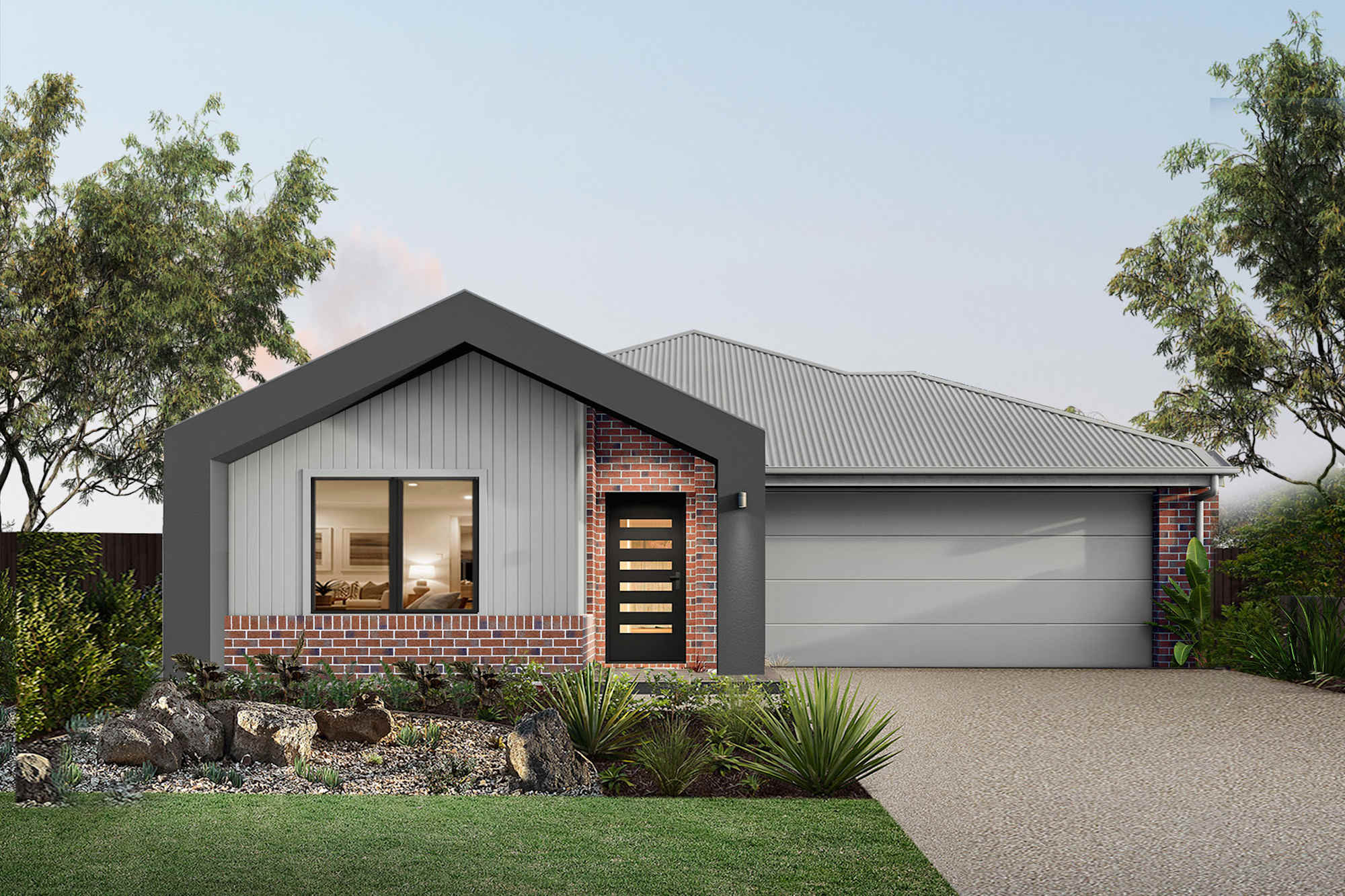 Dusk Four house design with Freedom facade in Urban Industrial style