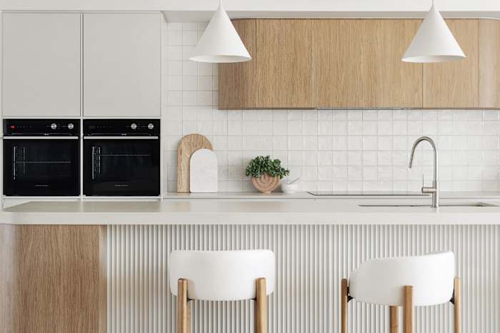 Close up of kitchen island bench