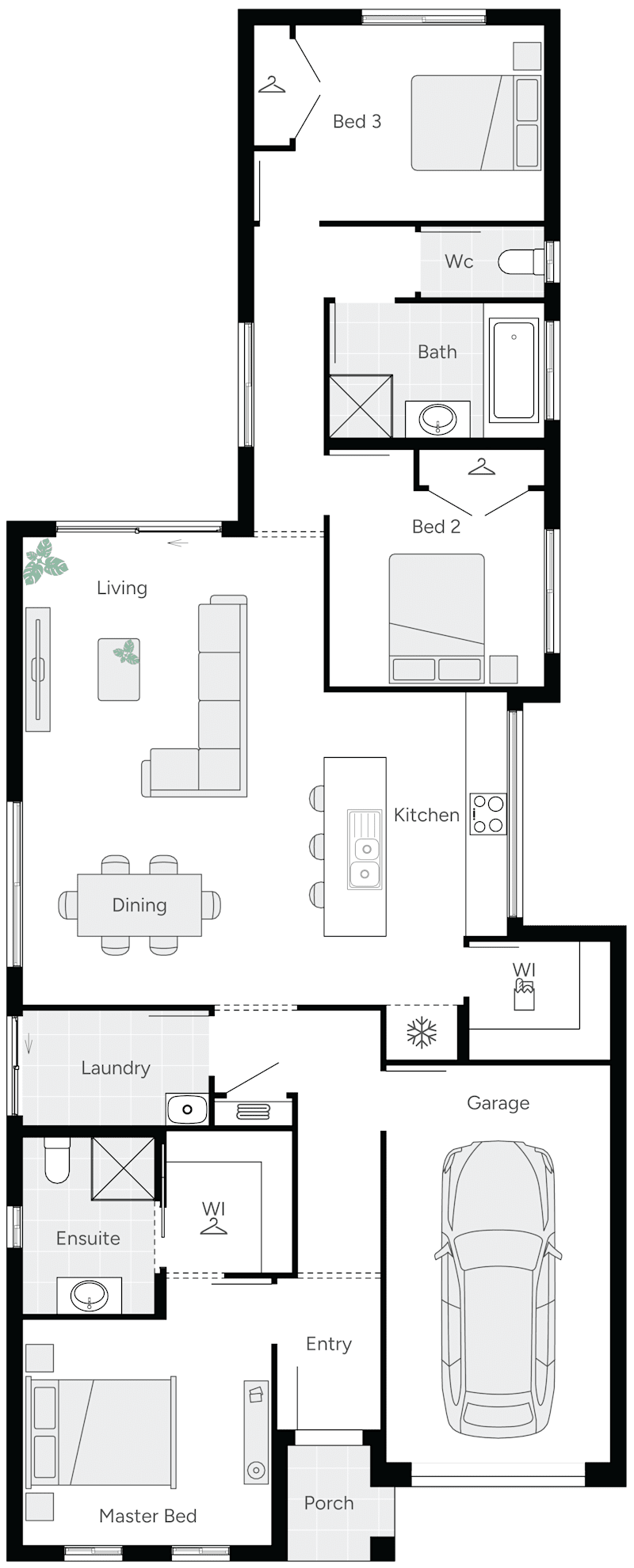 Breeze Three Single Storey House Floor Plan