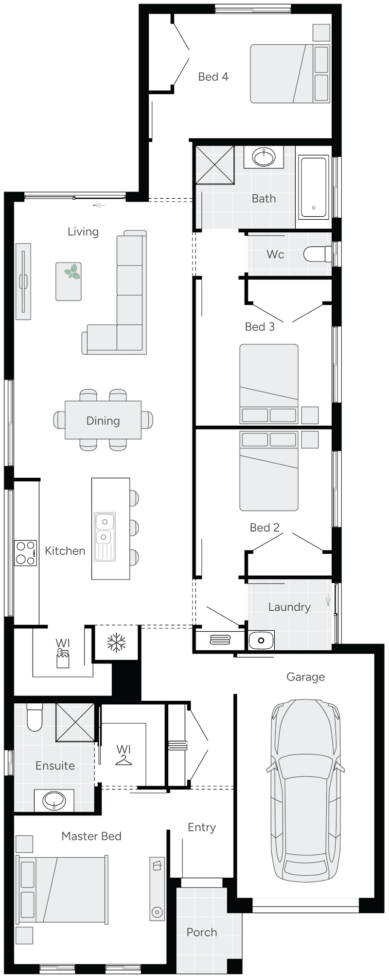 Brisk Two Single Storey House Floor Plan
