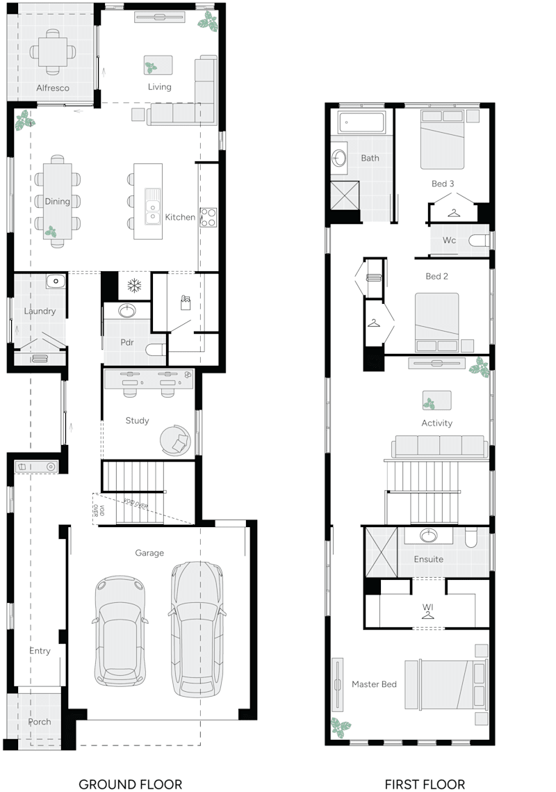 Hove Two Double Storey House Floor Plan