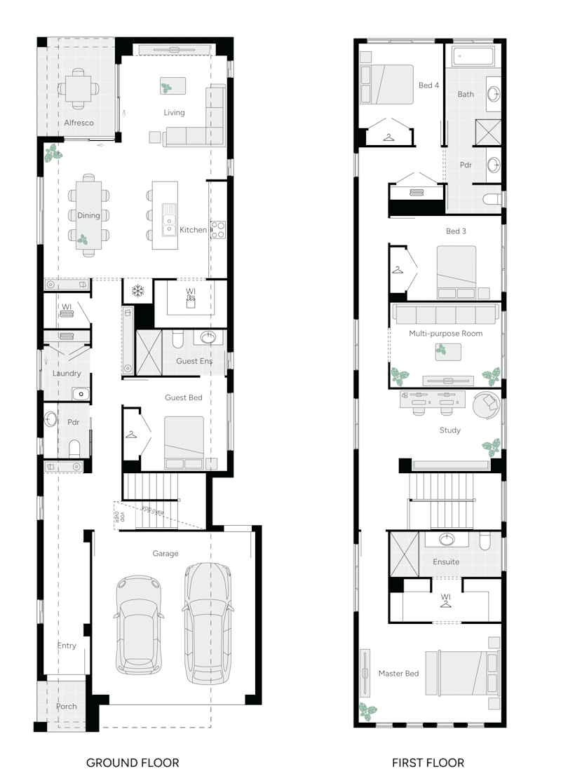 Hove Three Double Storey House Floor Plan