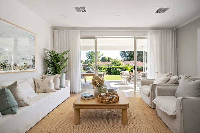 Eclipse Four house design living area in Coastal style