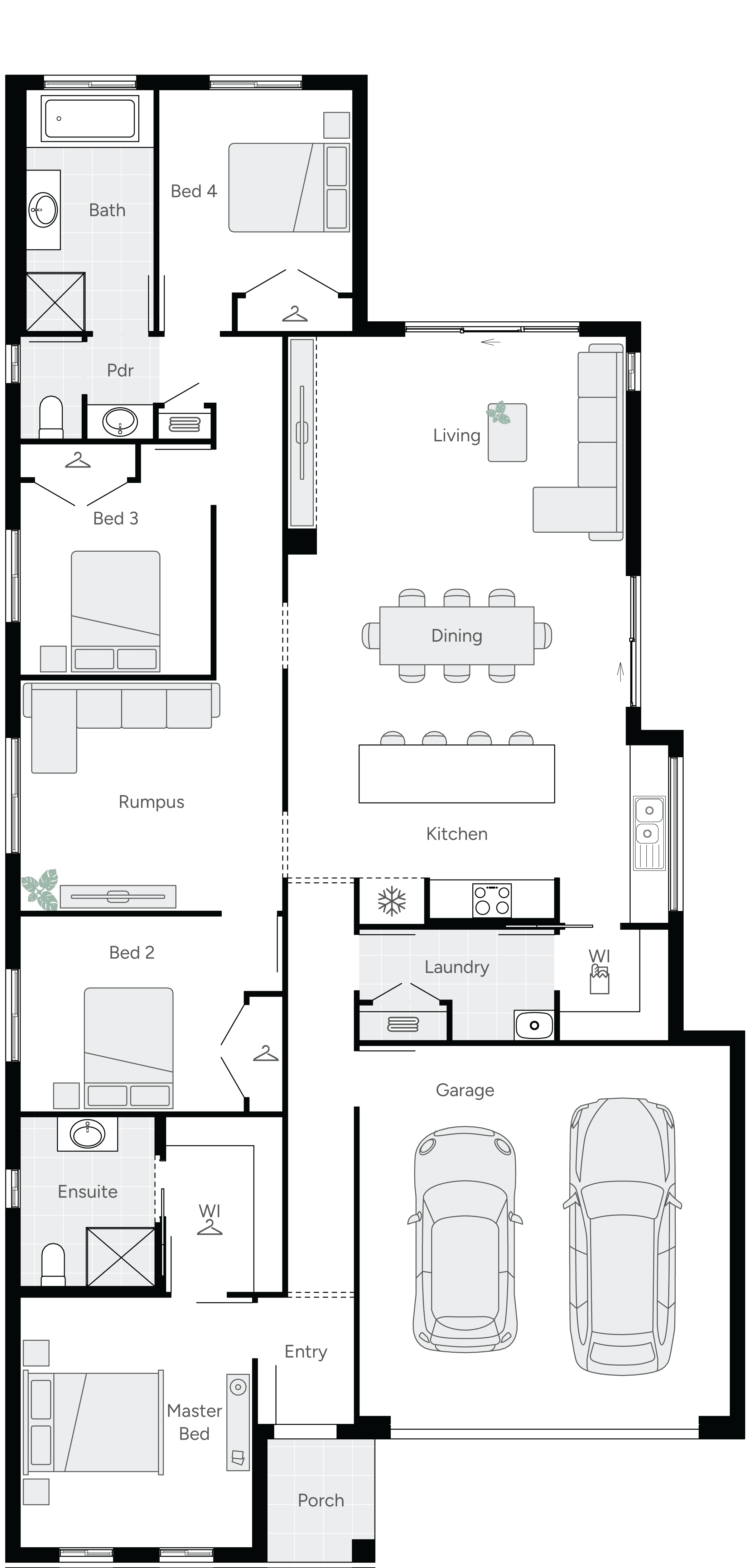 Dawn Four Single Storey House Floor Plan