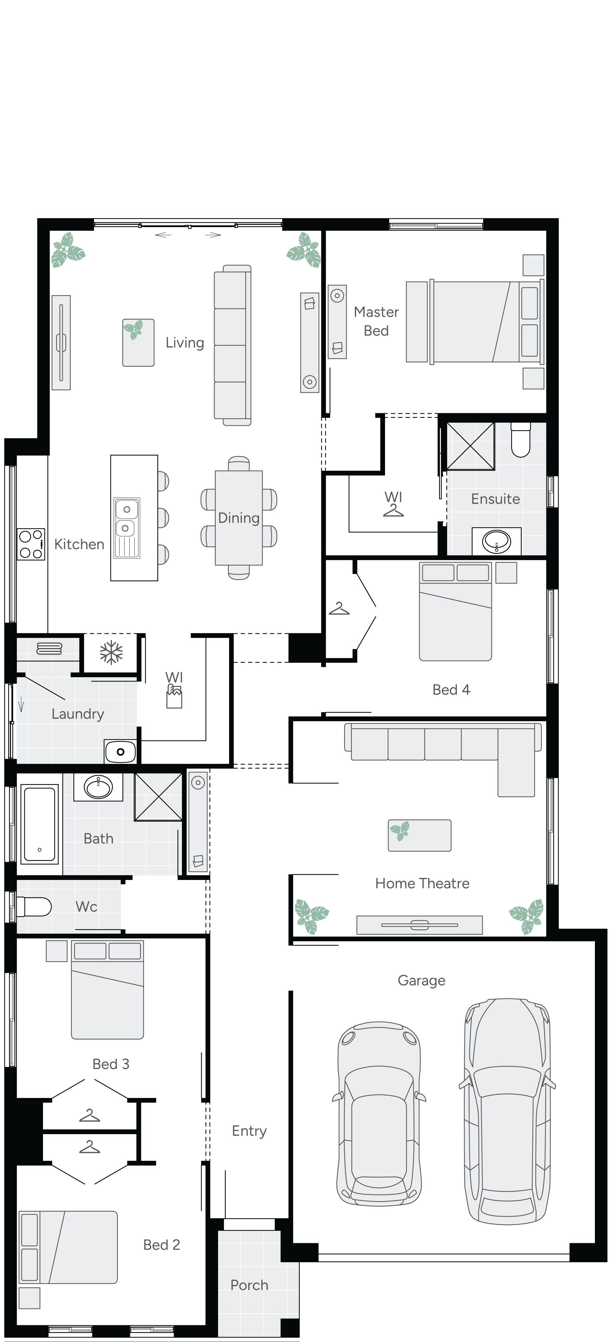 Dusk Four Single Storey House Floor Plan