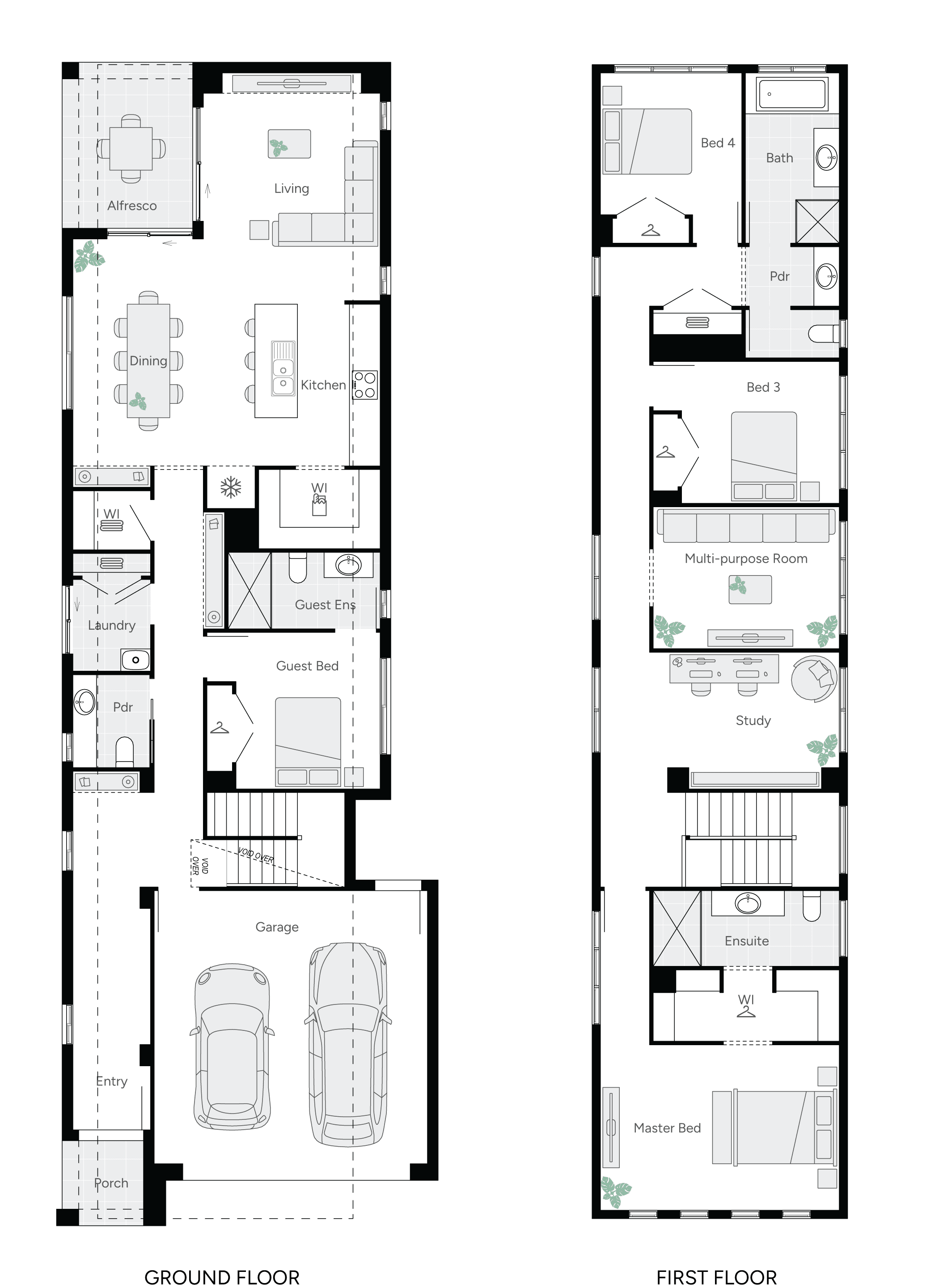 Hove Three Double Storey House Floor Plan