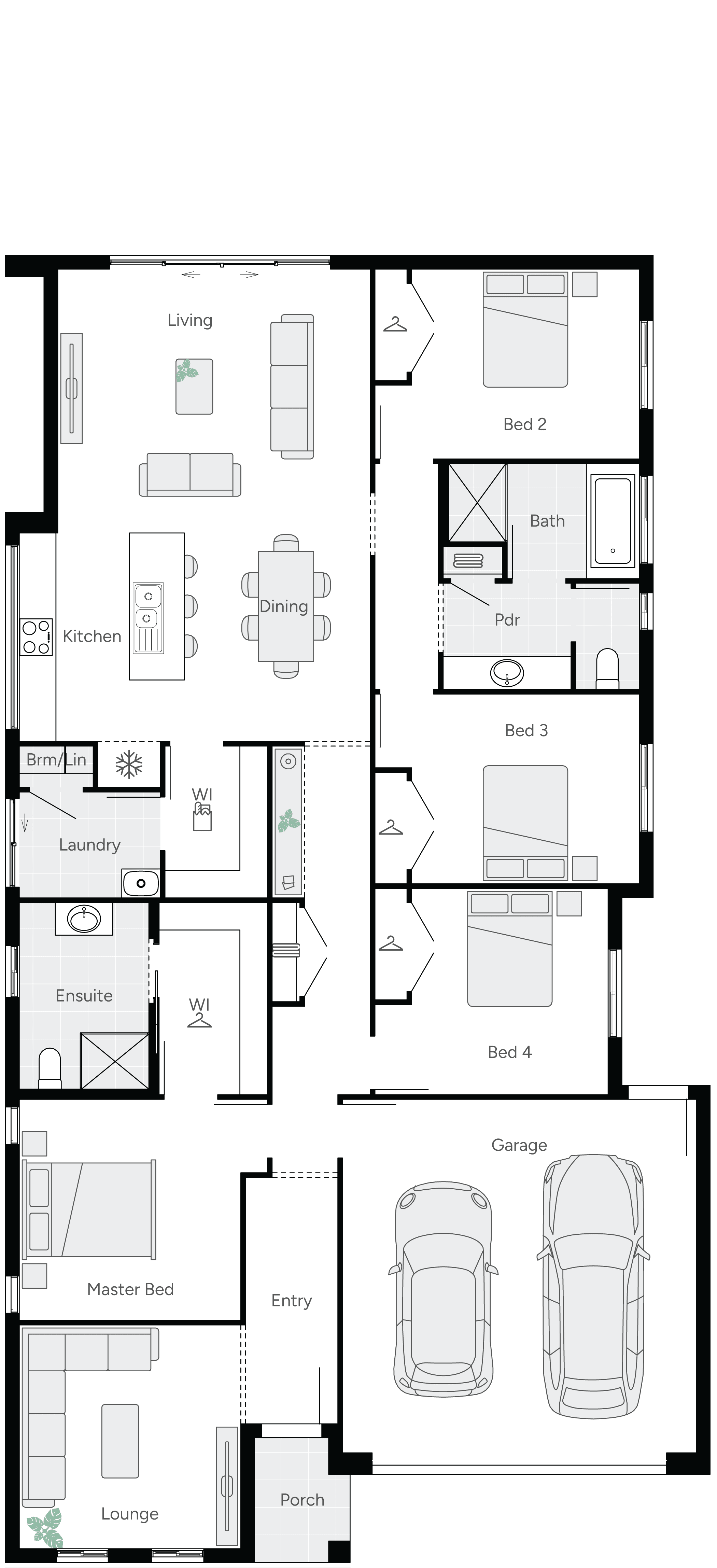 Luna Four Single Storey House Floor Plan
