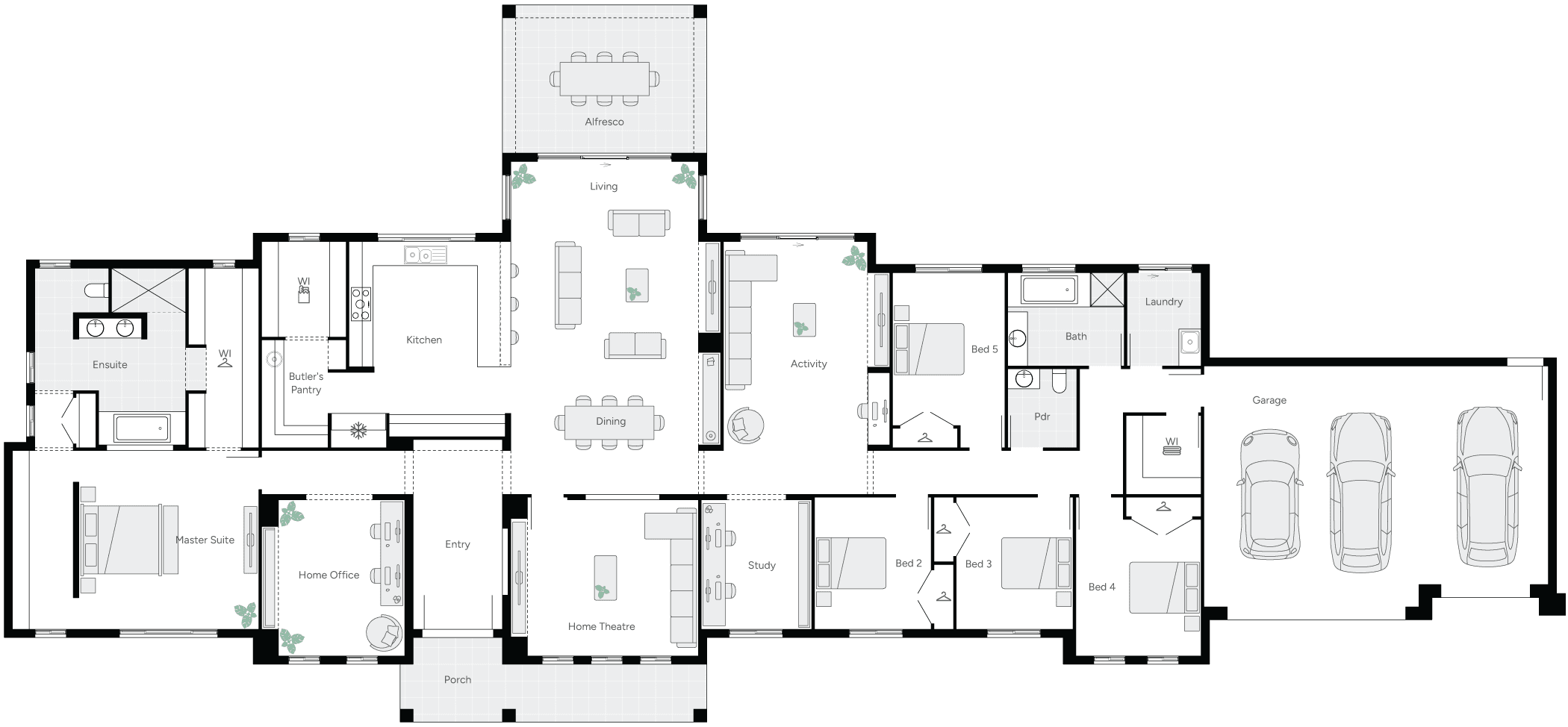 Houghton Grande Manor Acreage Home Floorplan